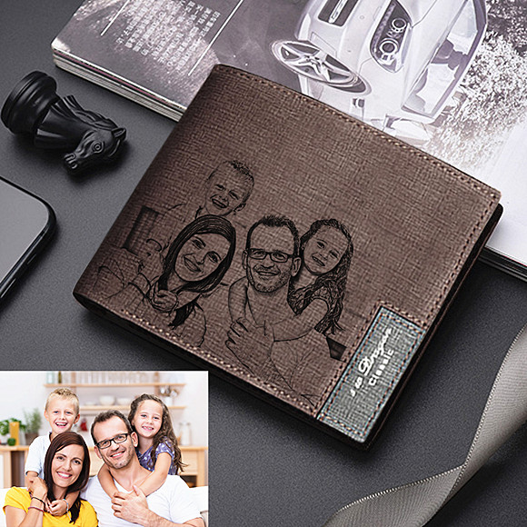 Kundenspezifisches Foto Gravierte Geldbörse Kurz Stil Bifold, Geschenk